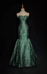 Classy Prom Dresses Mermaid Sweetheart Dark Green Floor Length Lace Satin Formal Evening Dress N3707