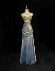 New Prom Dresses Mermaid Spaghetti Strap Floor Length Taffeta Formal Evening Dress N3697
