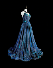 Vintage Ball Gown Sweetheart Navy Blue 70s Sequins Long Prom Gown Party Wear Dresses N1832