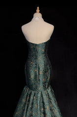 Classy Prom Dresses Mermaid Sweetheart Dark Green Floor Length Lace Satin Formal Evening Dress N3707