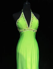 Modest Prom Dresses Mermaid Halter Green Satin Floor Length Formal Evening Outfits N3482