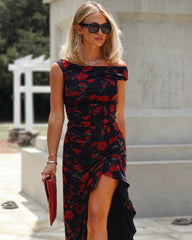 Gilded Love Floral Mesh Maxi Dress