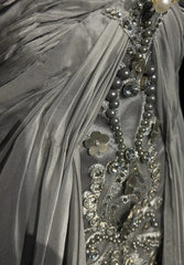 Vintage 90s Prom Dresses Sheath Sweetheart High Low Silver Grey Chiffon Long Prom Gown N3020
