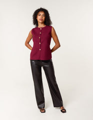 Button Front Tailored Vest