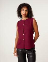 Button Front Tailored Vest