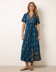 Wrap Over Tie Back Maxi Dress