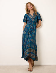 Wrap Over Tie Back Maxi Dress