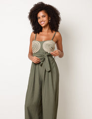 Gold Detailed Embroidered Stitching Jumpsuit