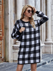 Smaibulun | KAITLYN Plaid Knit Dress - Black