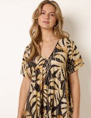 Topical Print Kimono Style Oversized Dress