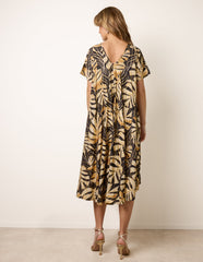 Topical Print Kimono Style Oversized Dress