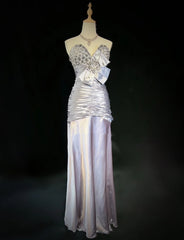 Vintage Prom Dresses 90s Mermaid Sweetheart Satin Beading Long Evening Outfits N3192