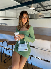 Smaibulun Doll | Low Neck Tie Open Back Knit Dress - Mint