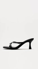 Samantha Thong Heel Mules - Black