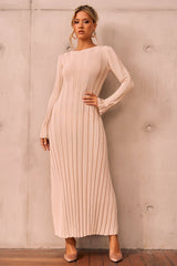 Astoria Knit Maxi Dress - Beige