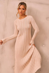 Astoria Knit Maxi Dress - Beige