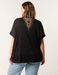Curve Floral Crochet Back Top