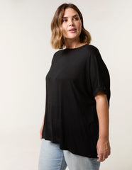 Curve Floral Crochet Back Top