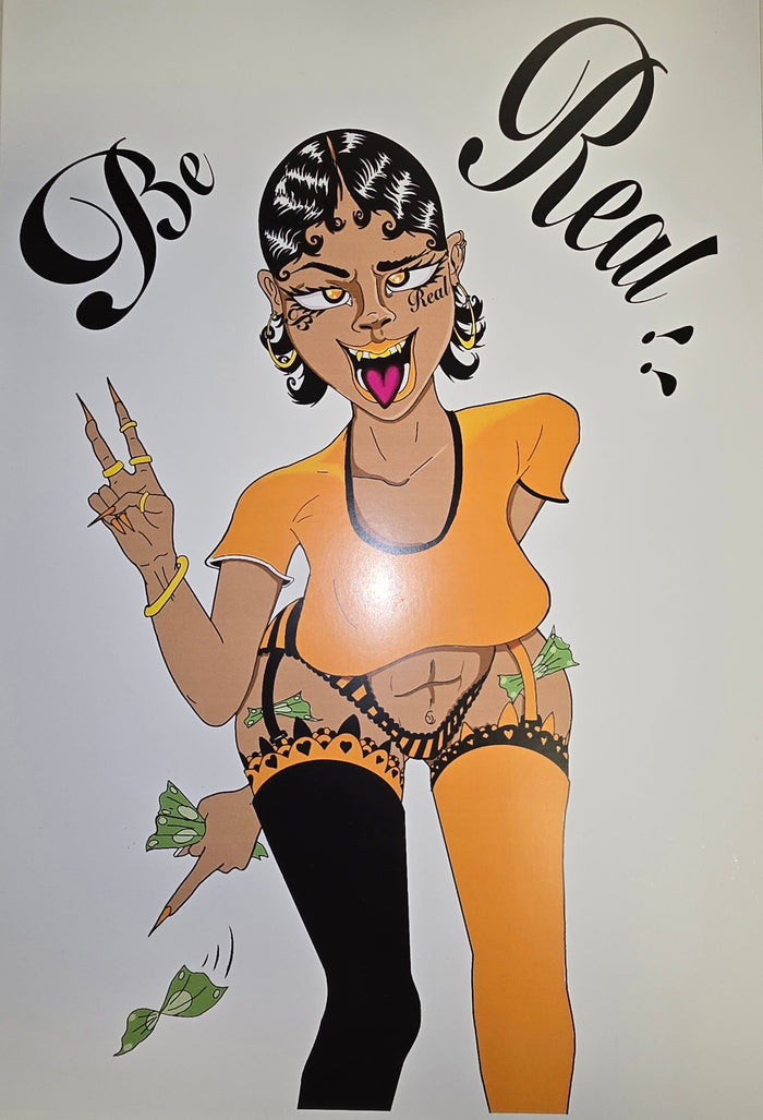 BE REAL PRINT (BLACK AND ORANGE) Art Not specified