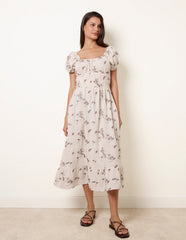 Embroidery Milkmaid Midi Dress