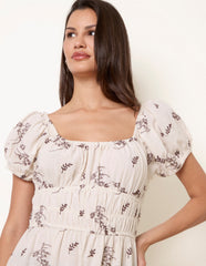 Embroidery Milkmaid Midi Dress