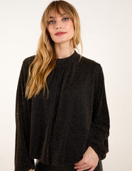 Metallic High Neck Puffball Top