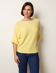 Knitted Frill Sleeve Batwing Jumper