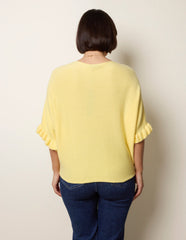 Knitted Frill Sleeve Batwing Jumper
