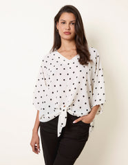 Polka Dot Knot Front Top