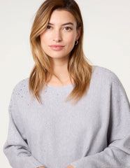 Long Sleeve Diamante Detailed Batwing Jumper