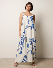 Floral Print Wide Leg Jumpsuit