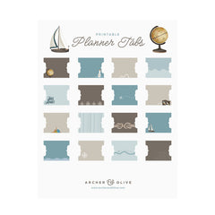Compass: Printable Planner Tabs - Archer and Olive