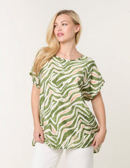 Animal Printed Diamante Detailed Top