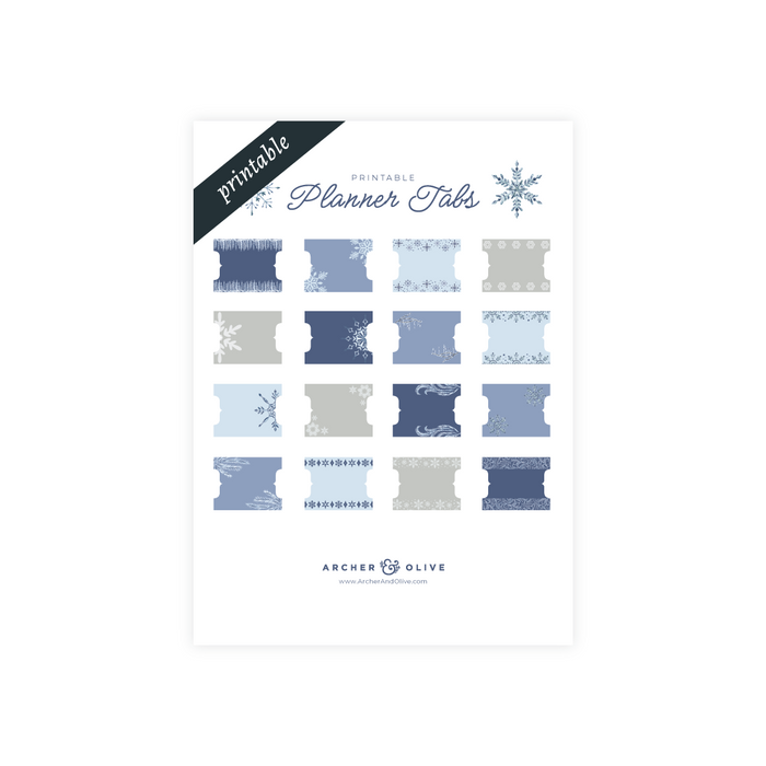 Printable Planner Tabs: Frosted Storybook - Archer and Olive