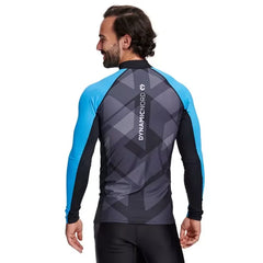 Men's DYNAMICNORD Rashguard featuring a sleek design and vibrant blue accents, ideal for watersports.