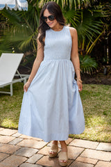 Sweet Serenity Stripe Smocked Midi Dress