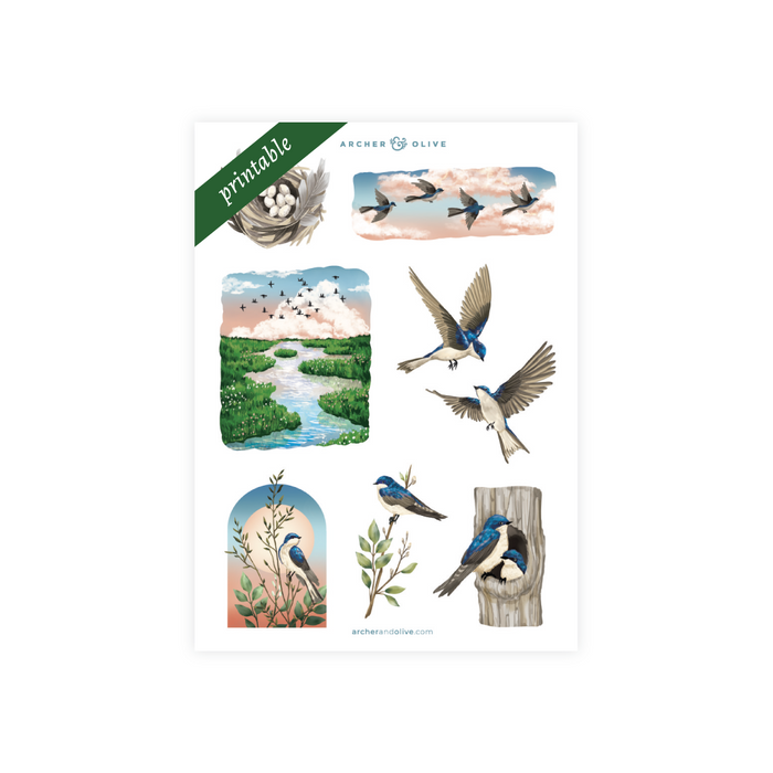 Swallows: Printable Sticker - Archer and Olive