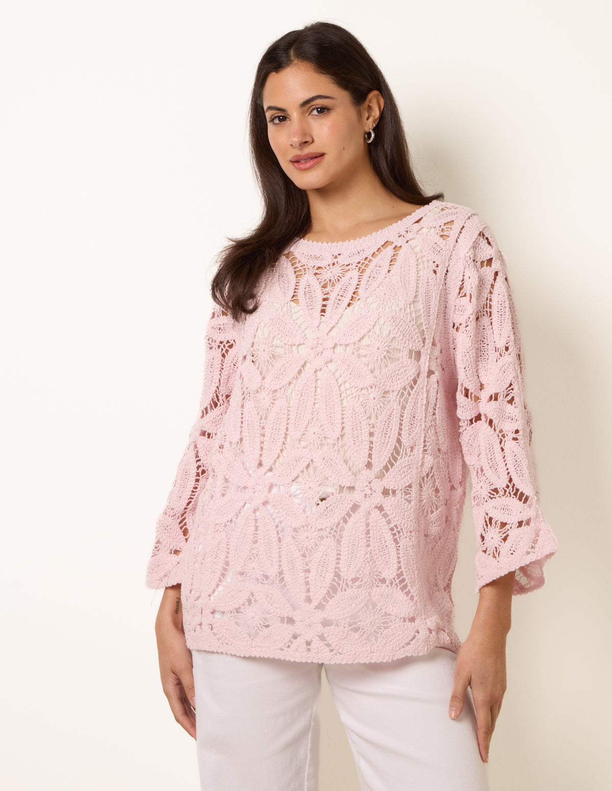Flower Crochet Long Sleeve Top