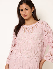 Flower Crochet Long Sleeve Top