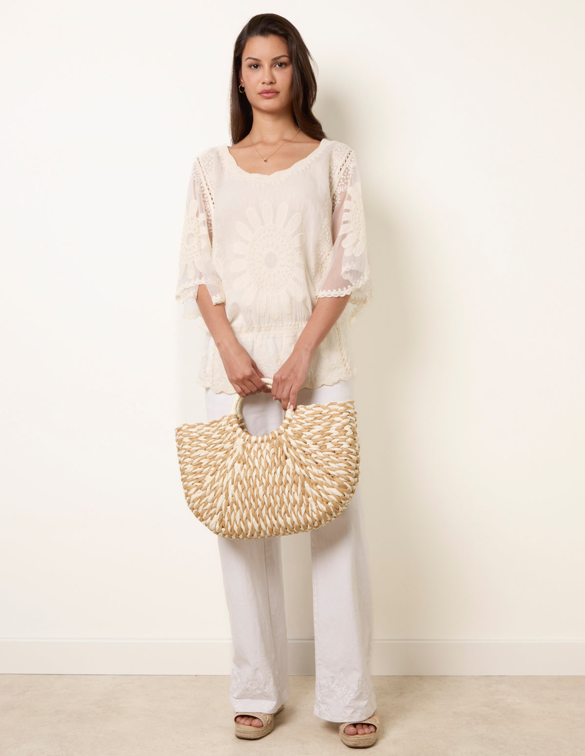 Sun Flower Lace Sleeve Blouse