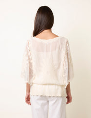 Sun Flower Lace Sleeve Blouse