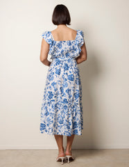 Frill Sleeveless Dress With Floral Print