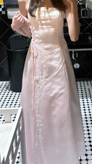 Vintage 90s A Line Spaghetti Straps Light Pink For High Schools Teens Prom Dresses Long Graduation Dress N1658